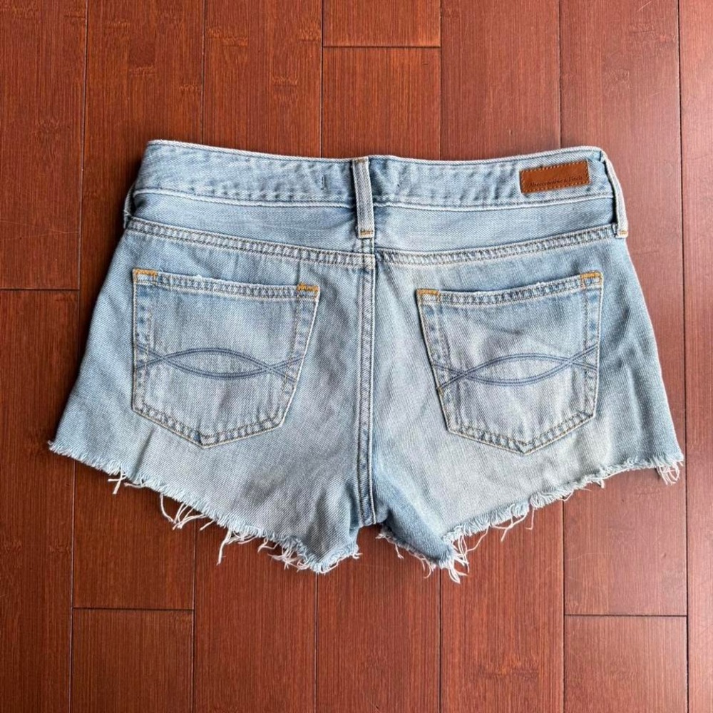 Abercrombie & Fitch Blue Distressed Denim Boyfriend Cutoff Shorts - Picture 3 of 8